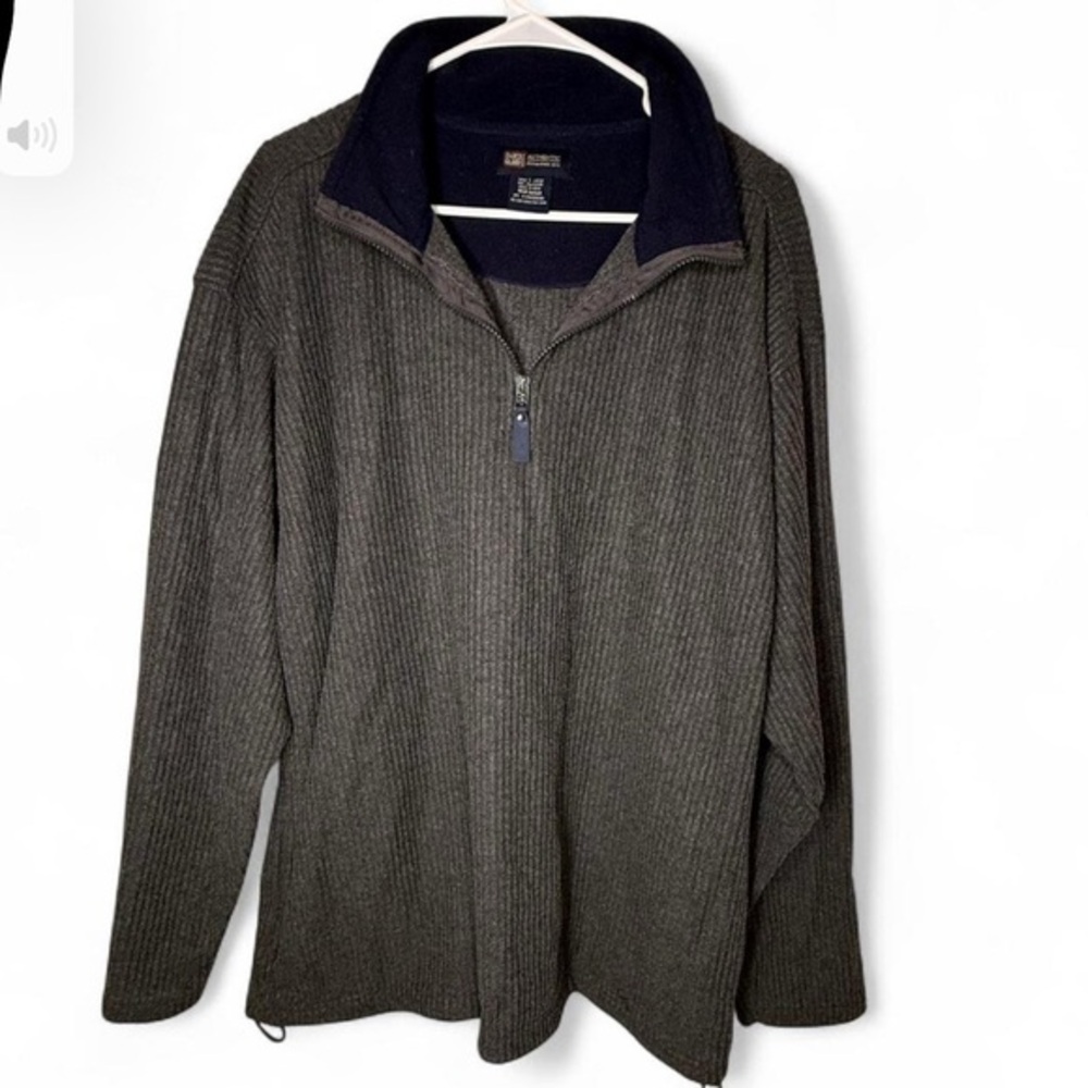 Faded Glory Gray and Blue Zip Up Sweater